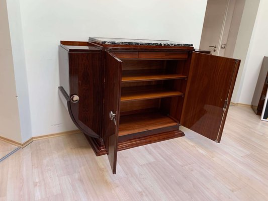 High Art Deco Sideboard in Rosewood Veneer, Nickel & Marble, France,1930-NNB-997056