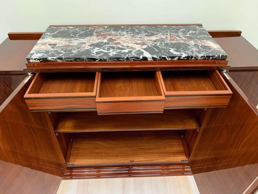 High Art Deco Sideboard in Rosewood Veneer, Nickel & Marble, France,1930-NNB-997056