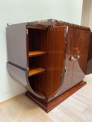 High Art Deco Sideboard in Rosewood Veneer, Nickel & Marble, France,1930-NNB-997056