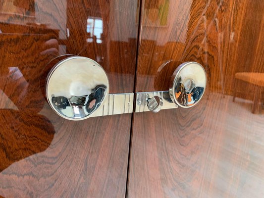 High Art Deco Sideboard in Rosewood Veneer, Nickel & Marble, France,1930-NNB-997056