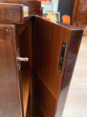 High Art Deco Sideboard in Rosewood Veneer, Nickel & Marble, France,1930-NNB-997056