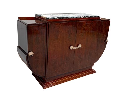 High Art Deco Sideboard in Rosewood Veneer, Nickel & Marble, France,1930-NNB-997056