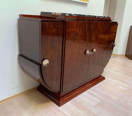 High Art Deco Sideboard in Rosewood Veneer, Nickel & Marble, France,1930-NNB-997056