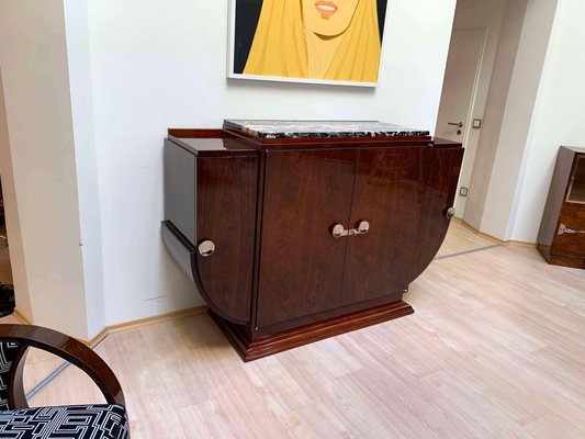 High Art Deco Sideboard in Rosewood Veneer, Nickel & Marble, France,1930-NNB-997056