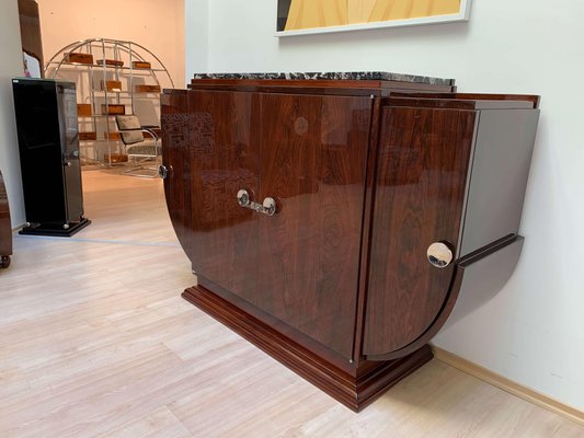 High Art Deco Sideboard in Rosewood Veneer, Nickel & Marble, France,1930-NNB-997056