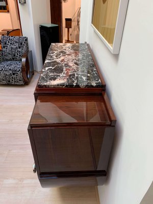 High Art Deco Sideboard in Rosewood Veneer, Nickel & Marble, France,1930-NNB-997056