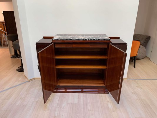 High Art Deco Sideboard in Rosewood Veneer, Nickel & Marble, France,1930-NNB-997056