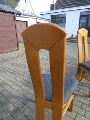 High Back Blond Oak Wooden Chairs, 1980s, Set of 6-AWL-1175325