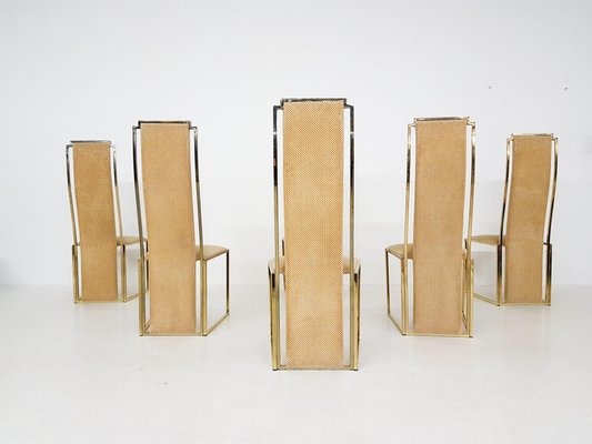 High Back Dining Chairs by Alain Delon, France, 1980s, Set of 5-ZO-633395