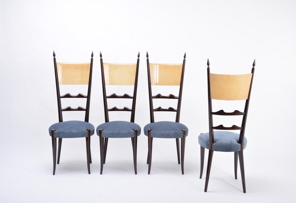 High Back Dining Chairs by Aldo Tura, 1970s, Set of 4-FN-796714