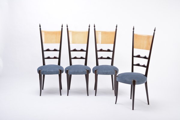 High Back Dining Chairs by Aldo Tura, 1970s, Set of 4-FN-796714