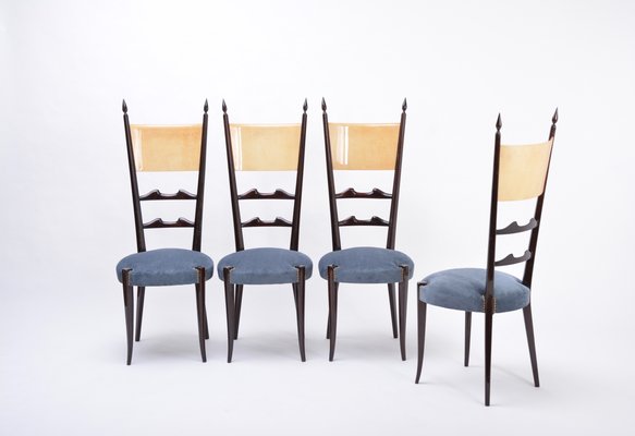 High Back Dining Chairs by Aldo Tura, 1970s, Set of 4-FN-796714