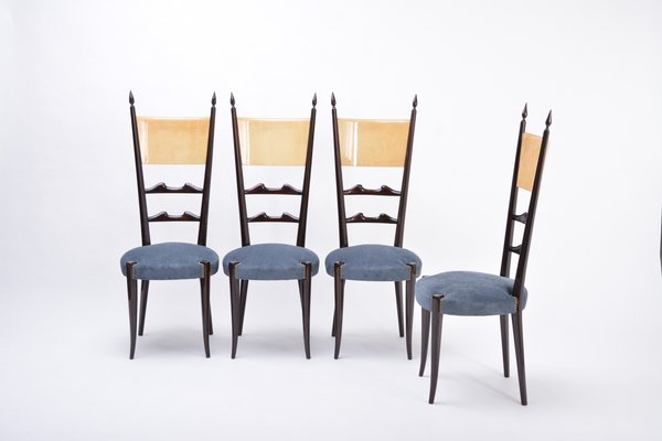 High Back Dining Chairs by Aldo Tura, 1970s, Set of 4-FN-796714