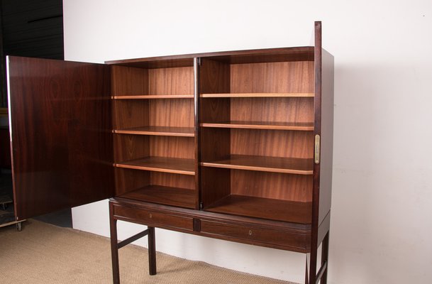 High Danish Cabinet in Mahogany and Brass by Ole Wanscher for Poul Jeppesen, 1960s-EMB-1730383