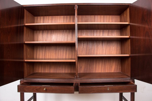 High Danish Cabinet in Mahogany and Brass by Ole Wanscher for Poul Jeppesen, 1960s-EMB-1730383