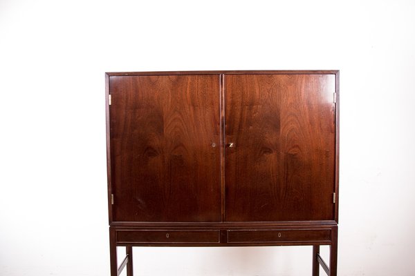 High Danish Cabinet in Mahogany and Brass by Ole Wanscher for Poul Jeppesen, 1960s-EMB-1730383