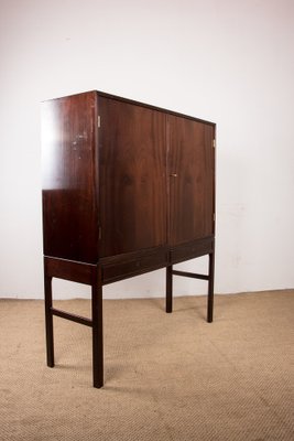 High Danish Cabinet in Mahogany and Brass by Ole Wanscher for Poul Jeppesen, 1960s-EMB-1730383