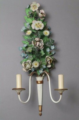 High French Floral Wall Lamps in Empire Style, Set of 2-ESB-1376658