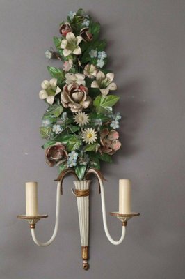 High French Floral Wall Lamps in Empire Style, Set of 2-ESB-1376658