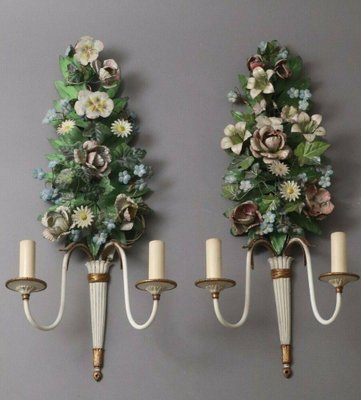 High French Floral Wall Lamps in Empire Style, Set of 2-ESB-1376658