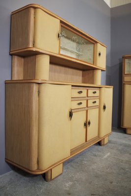 Highboards in Honeycombed Beech, 1950s, Set of 2-KNM-1124410