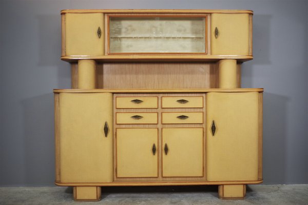 Highboards in Honeycombed Beech, 1950s, Set of 2-KNM-1124410