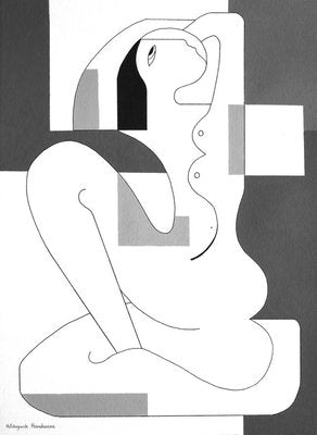 Hildegarde Handsaeme, Signora: The Shadows of Grey, 2022, Acrylic on Paper-ZHZ-1753943