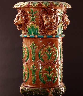 Historical Pedestal with Lion Decor from Zsolnay, 1890s-ABO-1814082