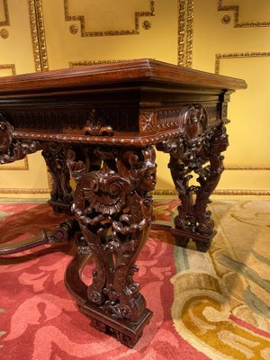 Historicism Salon Table in Oak, 1880s-FLW-1402081