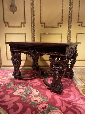 Historicism Salon Table in Oak, 1880s-FLW-1402081