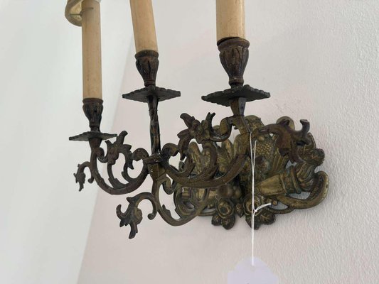 Historicism Wall Sconces Bronze Candlesticks, Set of 2-PXE-2041656