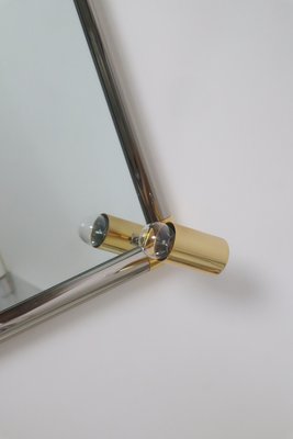 Hollywood Illuminated Bathroom Mirror with Glass Shelf in Silver and Gold, 1980s-ESB-2035590