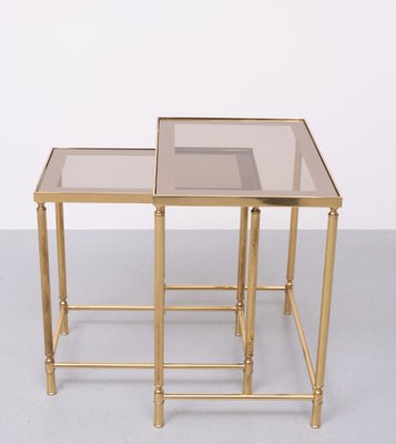 Hollywood Recency Brass Side Tables, France, 1970s, Set of 2-GCG-2032446