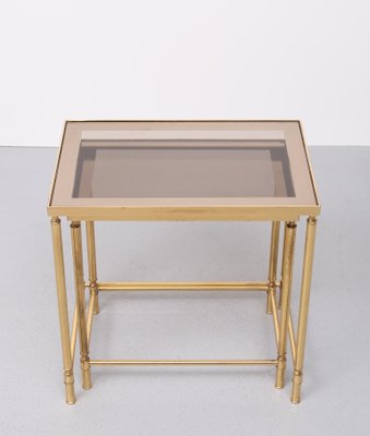 Hollywood Recency Brass Side Tables, France, 1970s, Set of 2-GCG-2032446