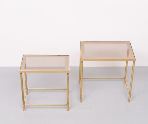 Hollywood Recency Brass Side Tables, France, 1970s, Set of 2-GCG-2032446