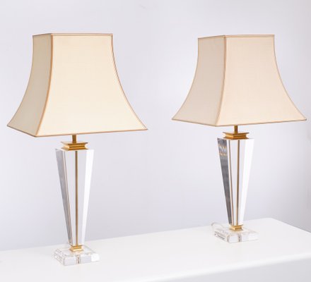 Hollywood Regency Acrylic Glass Table Lamps, France, 1970s, Set of 2-GCG-1372015