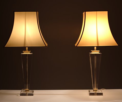 Hollywood Regency Acrylic Glass Table Lamps, France, 1970s, Set of 2-GCG-1372015