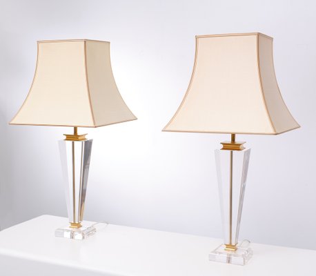 Hollywood Regency Acrylic Glass Table Lamps, France, 1970s, Set of 2-GCG-1372015