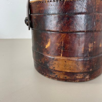 Hollywood Regency Argentinian Leather Waste Paper Basket, 1950s-QZ-1819693