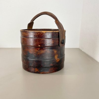 Hollywood Regency Argentinian Leather Waste Paper Basket, 1950s-QZ-1819693