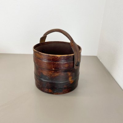 Hollywood Regency Argentinian Leather Waste Paper Basket, 1950s-QZ-1819693