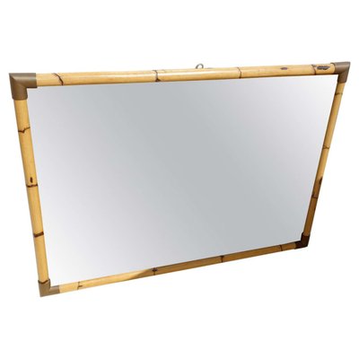 Hollywood Regency Bamboo and Brass Wall Mirror, 1970s-KGD-941017