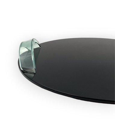 Hollywood Regency Black Glass Tray, Italy, 1970s-TXN-1786981