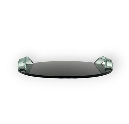 Hollywood Regency Black Glass Tray, Italy, 1970s-TXN-1786981