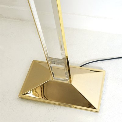 Hollywood Regency Brass and Acrylic Glass Floor Lamp-RY-716525