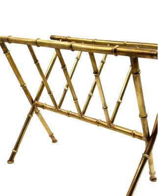 Hollywood Regency Brass and Bamboo Magazine Rack from Maison Baguès, 1970s-TXN-1771191