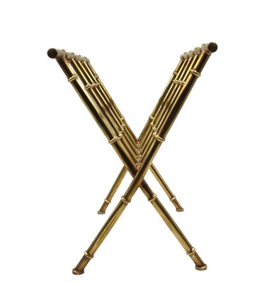 Hollywood Regency Brass and Bamboo Magazine Rack from Maison Baguès, 1970s-TXN-1771191