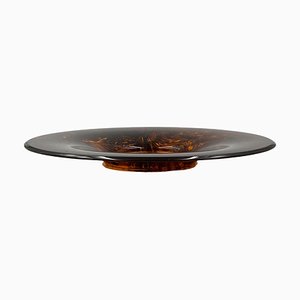 Hollywood Regency Brass and Tortoiseshell Acrylic Glass Tray from Guzzini, Italy, 1970s-TXN-2033766