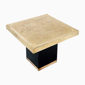 Hollywood Regency Brass Etched Side Table, 1950s-JG-1786333