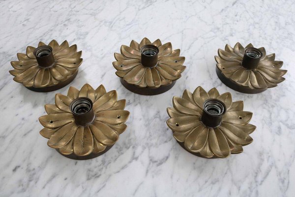 Hollywood Regency Brass Flower Wall Lamp, 1960s-FJP-1771636